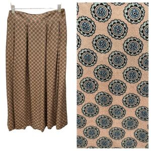Vintage Chaus Medallion Print Pleated Midi Skirt SZ 10